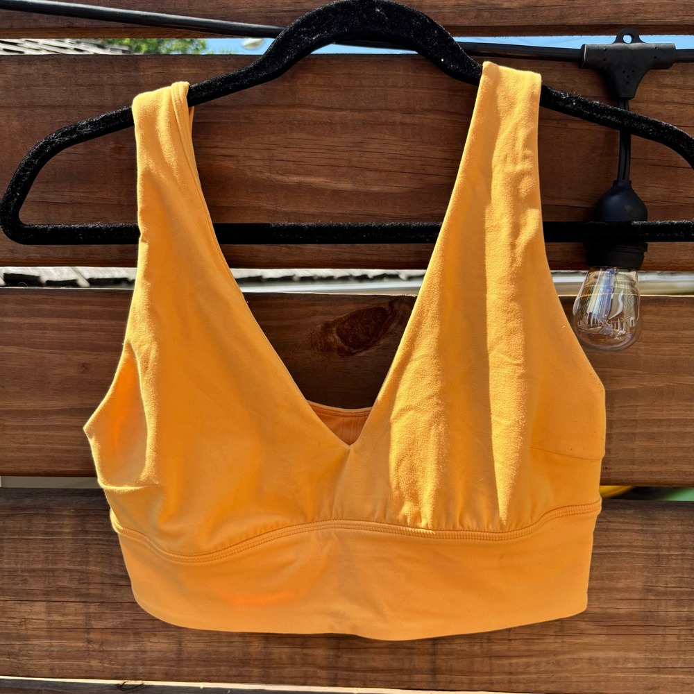 Lululemon Align V-Neck Bra Women Size 8 Orange Gently Used Nulu Yoga Top
